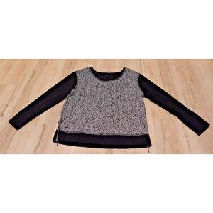 Cynthia Rowley Boucle Sweater L Wool‎ Blend Long Sleeve Side Zip Black